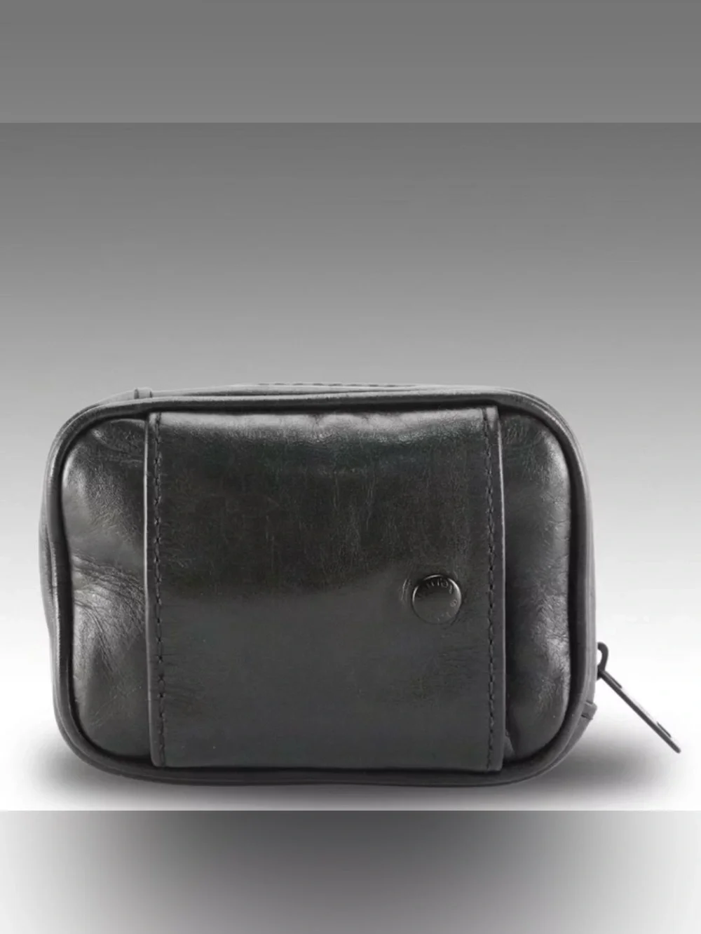 Louis Vuitton Mini Zip Around Pouch in Black Leather - Black Shadow Monogram